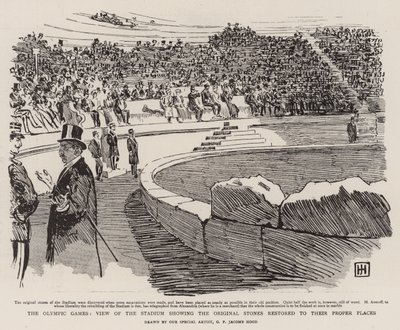 I Giochi Olimpici, vista dello stadio con le pietre originali restaurate nelle loro posizioni corrette da George Percy Jacomb Hood
